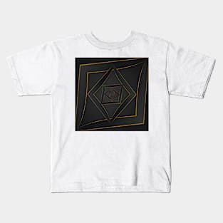 Golden polygonal abstract pattern on grey black background filling the frame. Kids T-Shirt